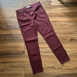 Madewell skinny skinny burgundy pants size 29